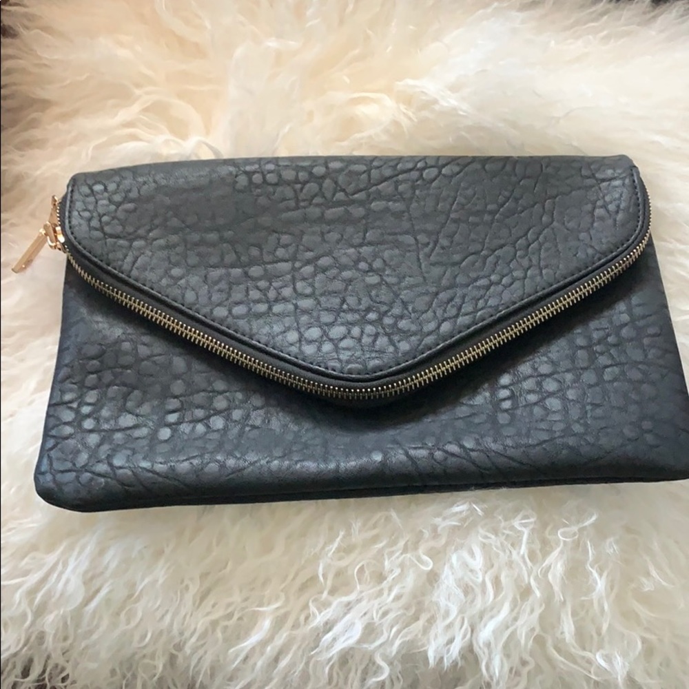 Black faux leather clutch